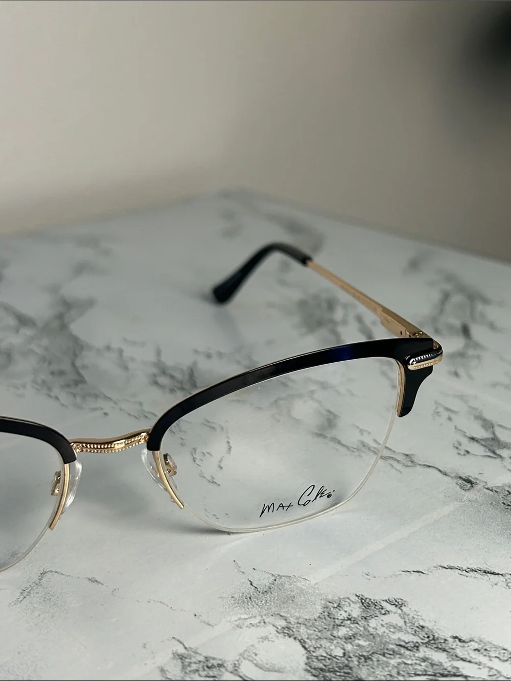 Max Cole MC1517 Women’s Semi-Rimless Eyeglass Frames Black Gold 51-17-140